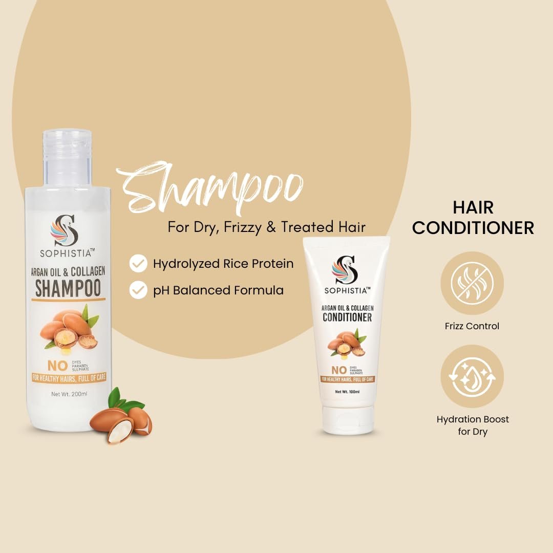 Argan Oil & Collagen Shampoo 200ml + Conditioner 100ml + Coffee Body Scrub 200ml Combo - Image 7