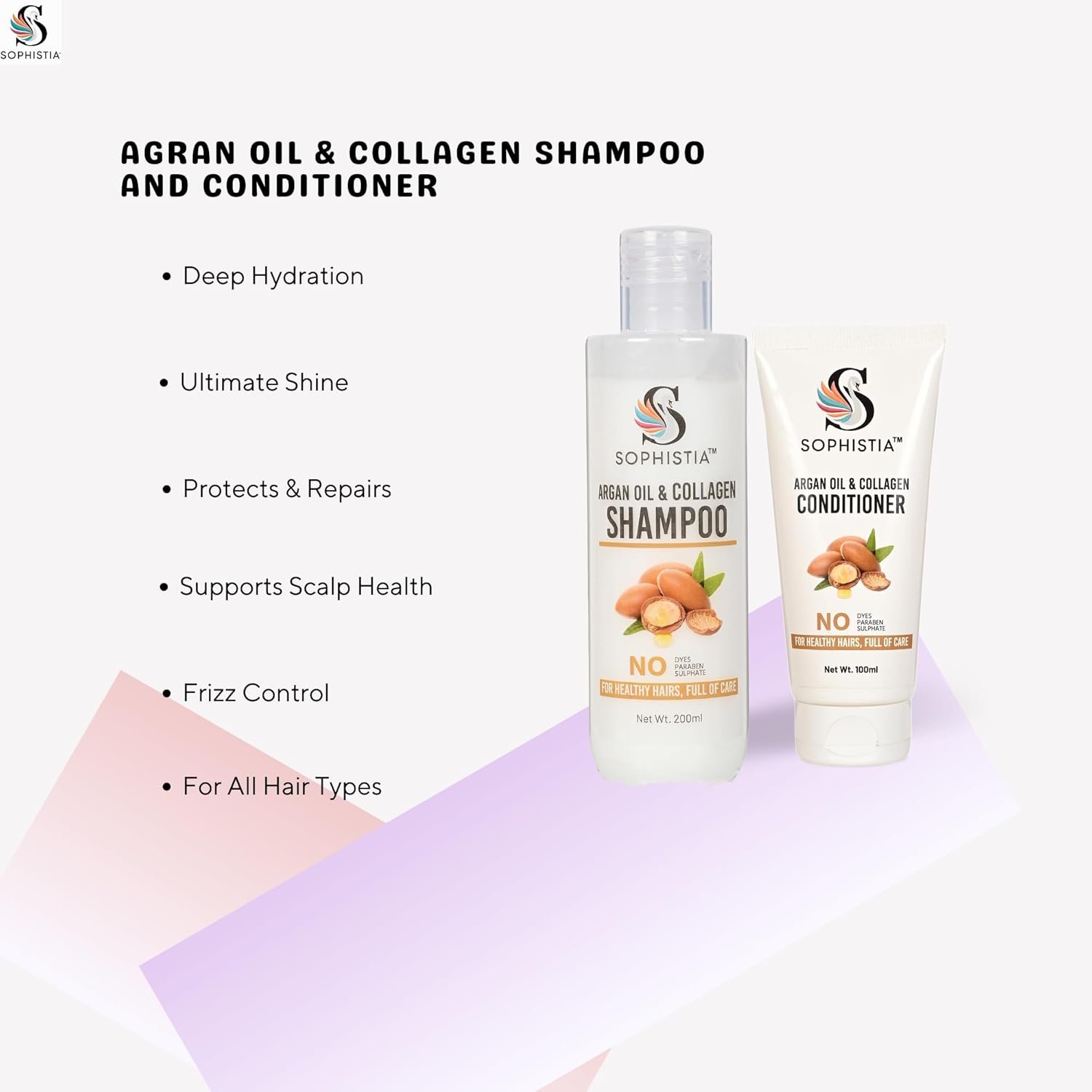 Haircare Combo of 2 – Argan Oil & Collagen Shampoo 200ml + Conditioner 100ml - Image 5