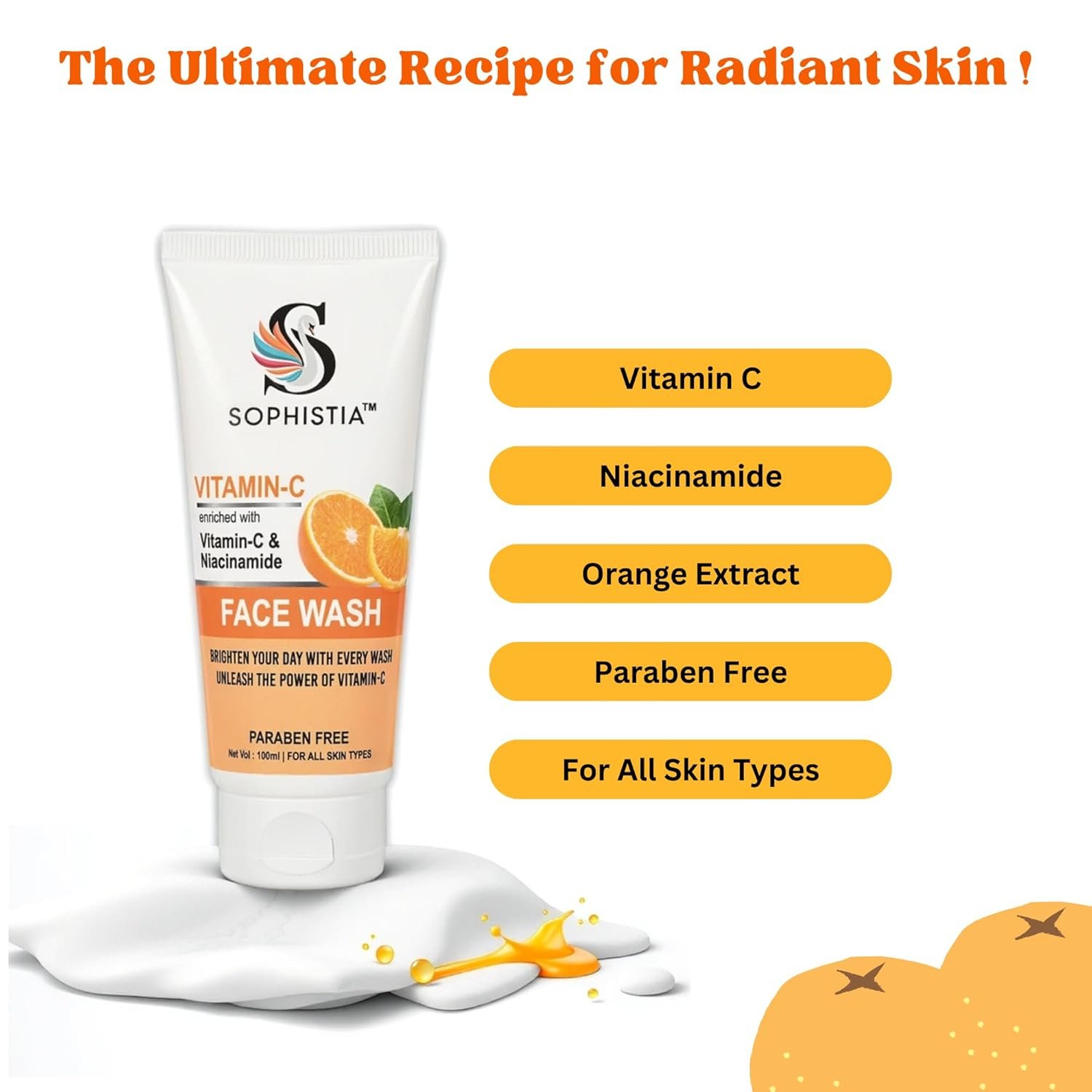 Vitamin C Facewash 100ml + Dual Power Day & Night Cream 100ml Combo - Image 4