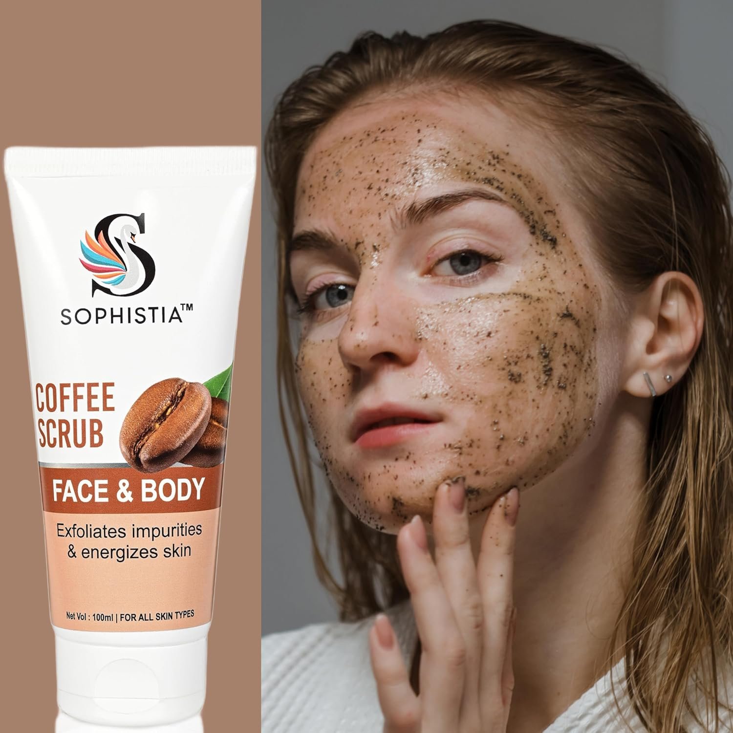 Vitamin C & Niacinamide Facewash 100ml + Coffee Scrub with Walnut Shell Powder 100ml - Image 3