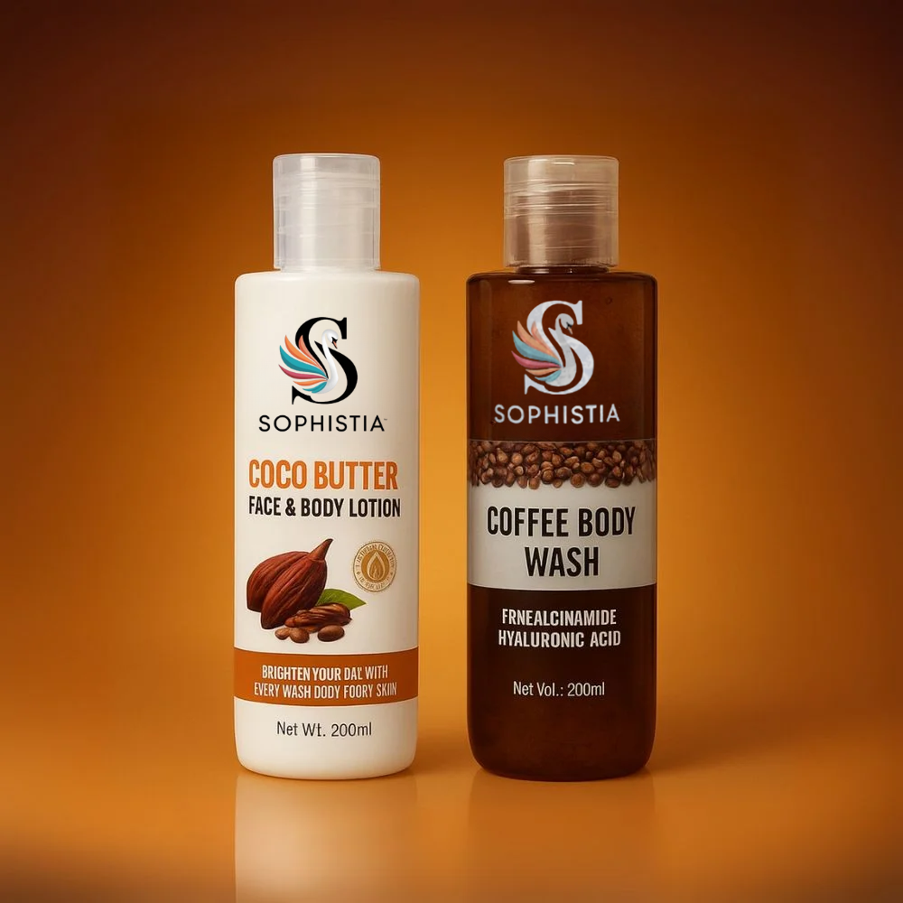 Coffee Body Wash 200ml + Cocoa Butter Face & Body Lotion 200ml – Cleanses